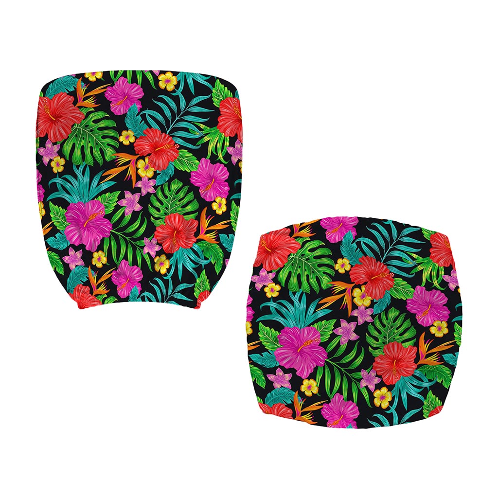 Colorful Hibiscus Flowers Pattern Print Office Chair Cover