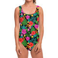 Colorful Hibiscus Flowers Pattern Print One Piece Swimsuit