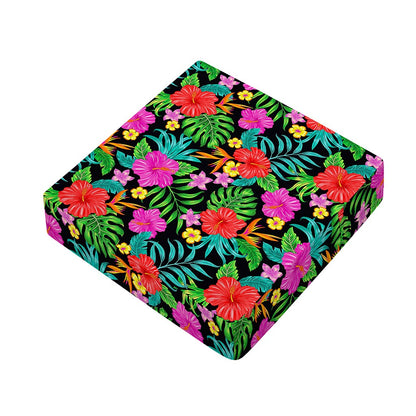 Colorful Hibiscus Flowers Pattern Print Outdoor Seat Cushion Cover