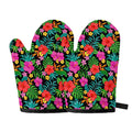 Colorful Hibiscus Flowers Pattern Print Oven Mitts