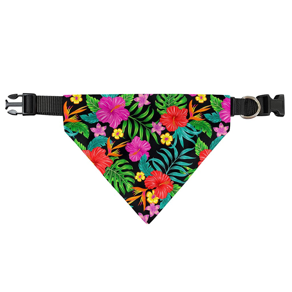 Colorful Hibiscus Flowers Pattern Print Over The Collar Dog Bandana