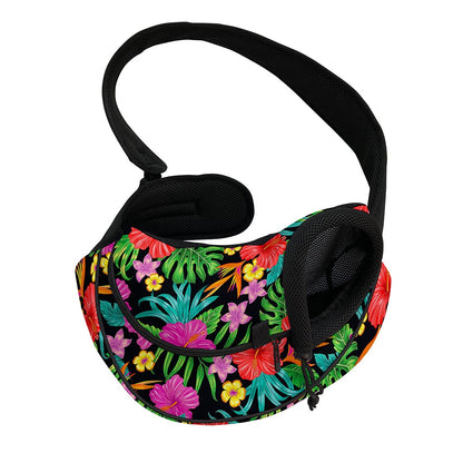 Colorful Hibiscus Flowers Pattern Print Pet Sling Carrier