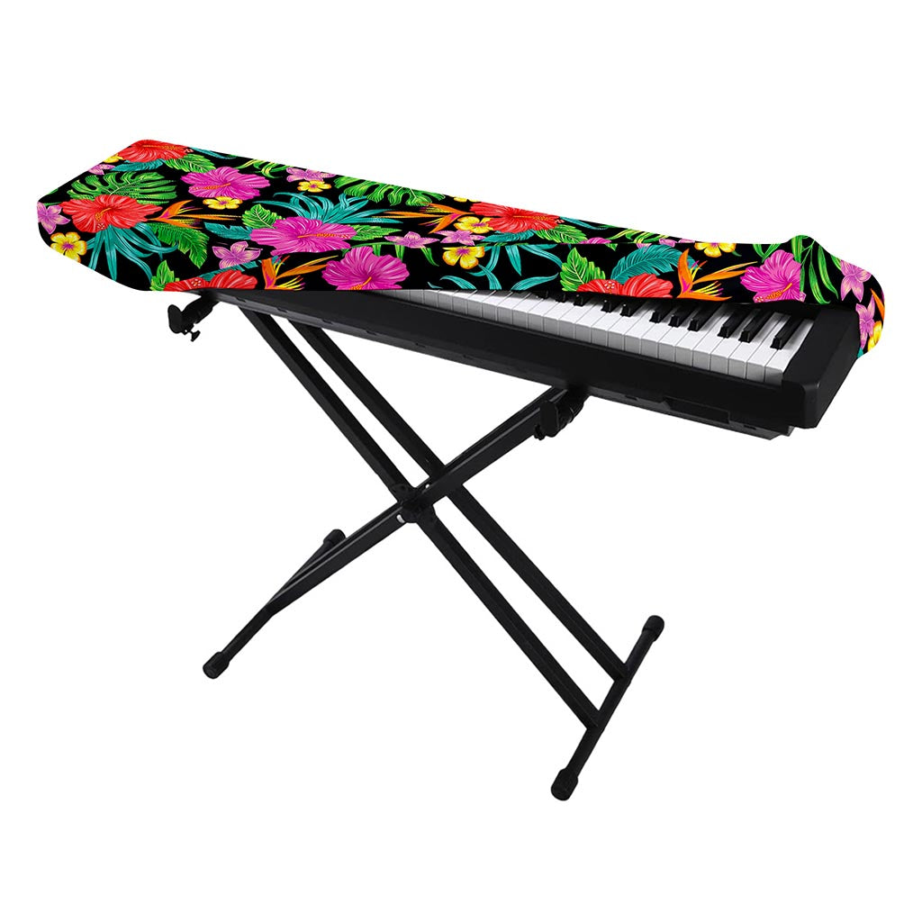 Colorful Hibiscus Flowers Pattern Print Piano Keyboard Cover