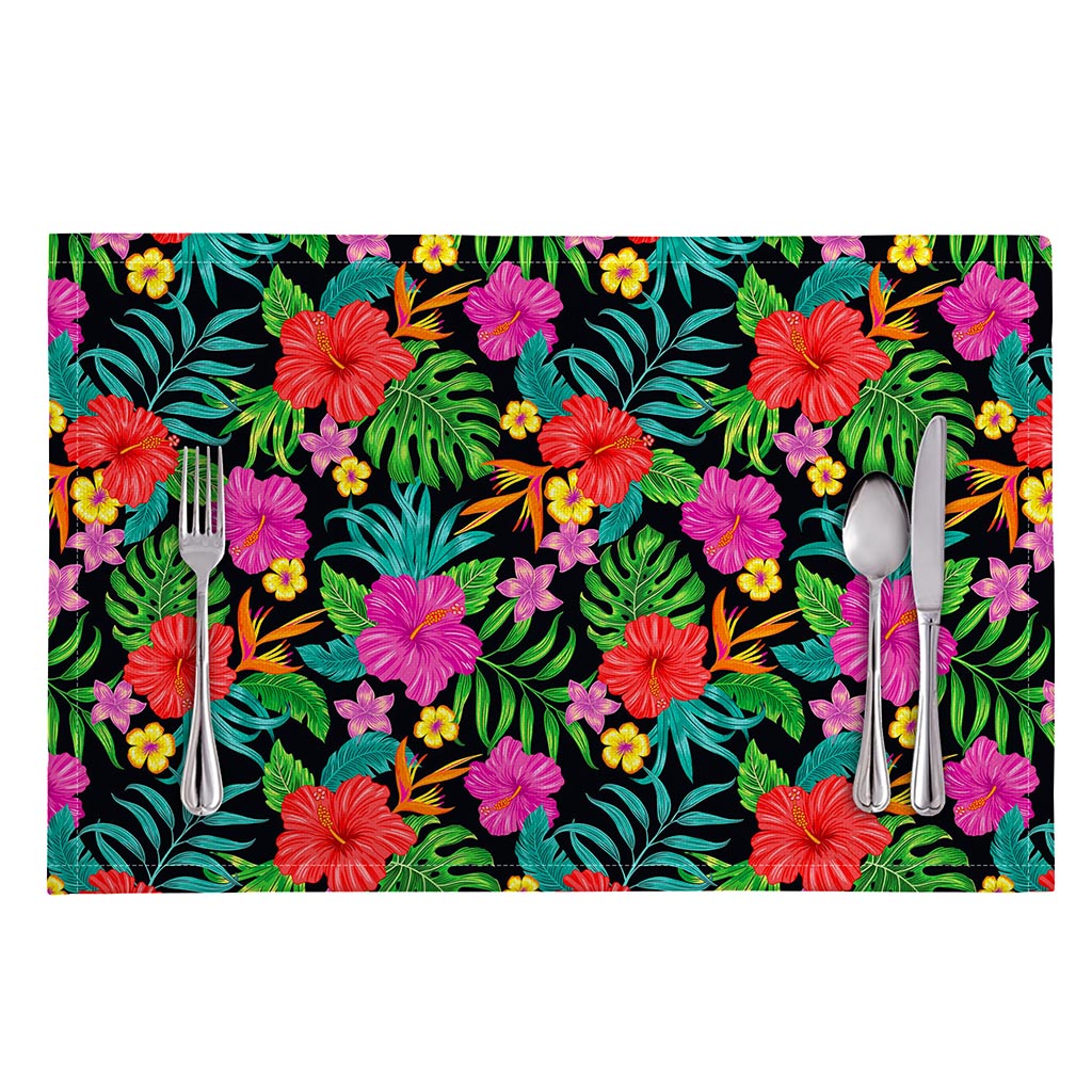 Colorful Hibiscus Flowers Pattern Print Placemat