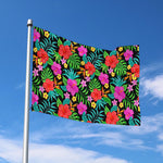Colorful Hibiscus Flowers Pattern Print Polyester Flag