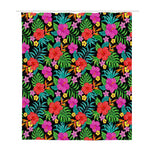 Colorful Hibiscus Flowers Pattern Print Polyester Shower Curtain