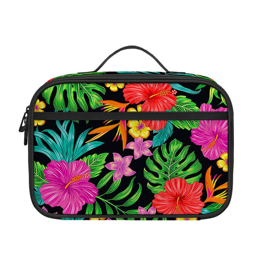 Colorful Hibiscus Flowers Pattern Print Portable Lunch Bag