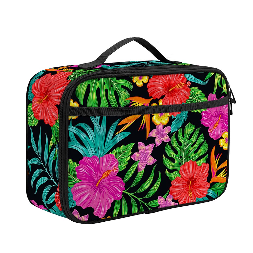 Colorful Hibiscus Flowers Pattern Print Portable Lunch Bag