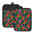 Colorful Hibiscus Flowers Pattern Print Pot Holders With Pocket