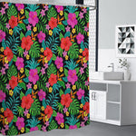 Colorful Hibiscus Flowers Pattern Print Premium Shower Curtain