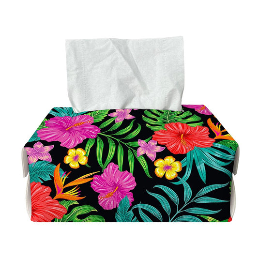 Colorful Hibiscus Flowers Pattern Print Rectangle Tissue Box Cover
