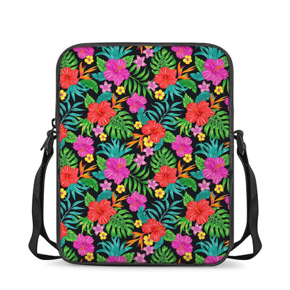 Colorful Hibiscus Flowers Pattern Print Rectangular Crossbody Bag