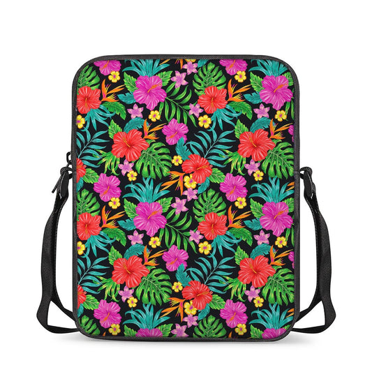 Colorful Hibiscus Flowers Pattern Print Rectangular Crossbody Bag