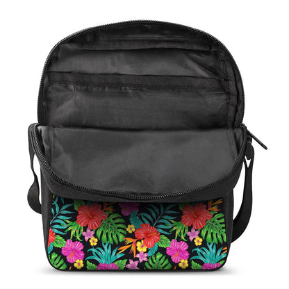 Colorful Hibiscus Flowers Pattern Print Rectangular Crossbody Bag