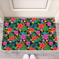 Colorful Hibiscus Flowers Pattern Print Rubber Doormat
