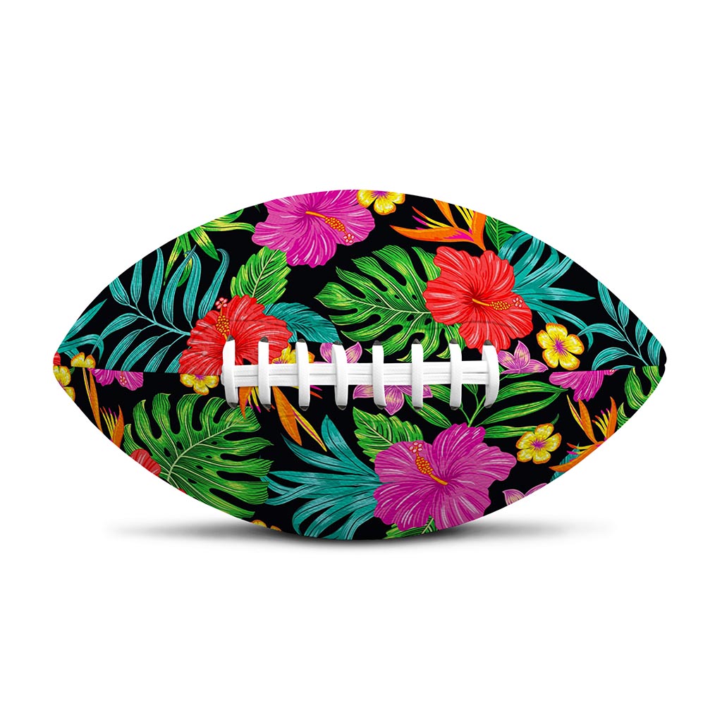 Colorful Hibiscus Flowers Pattern Print Rugby Ball