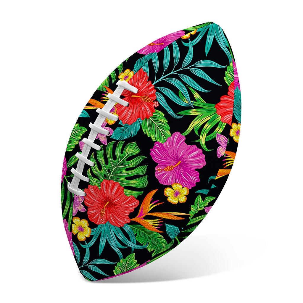 Colorful Hibiscus Flowers Pattern Print Rugby Ball