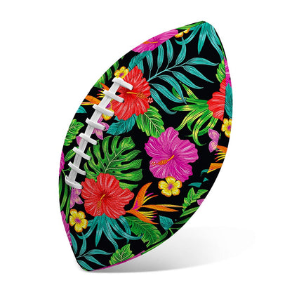 Colorful Hibiscus Flowers Pattern Print Rugby Ball