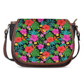 Colorful Hibiscus Flowers Pattern Print Saddle Bag