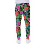 Colorful Hibiscus Flowers Pattern Print Scuba Joggers