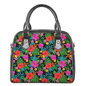 Colorful Hibiscus Flowers Pattern Print Shoulder Handbag