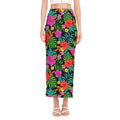 Colorful Hibiscus Flowers Pattern Print Side Slit Maxi Skirt