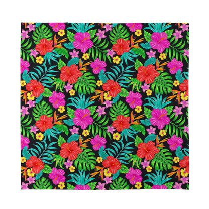 Colorful Hibiscus Flowers Pattern Print Silk Bandana