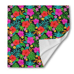 Colorful Hibiscus Flowers Pattern Print Silk Bandana