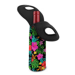 Colorful Hibiscus Flowers Pattern Print Single Neoprene Wine Tote