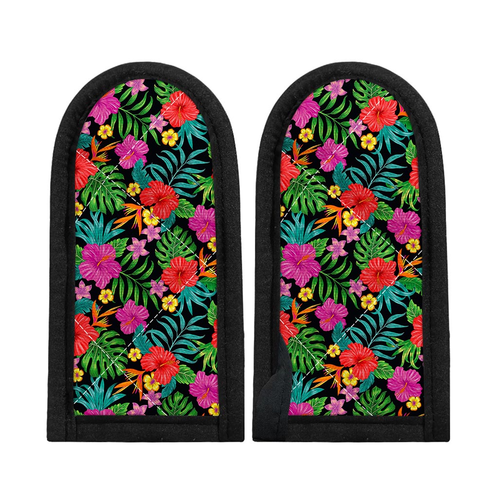 Colorful Hibiscus Flowers Pattern Print Skillet Handle Cover