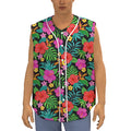 Colorful Hibiscus Flowers Pattern Print Sleeveless Baseball Jersey