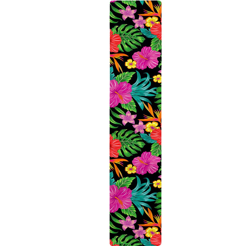 Colorful Hibiscus Flowers Pattern Print Table Runner