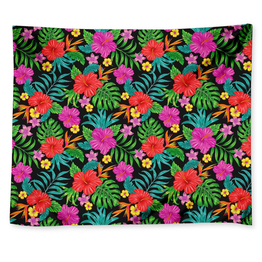 Colorful Hibiscus Flowers Pattern Print Tapestry