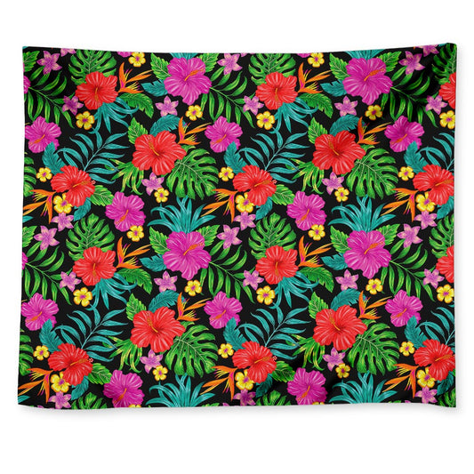 Colorful Hibiscus Flowers Pattern Print Tapestry