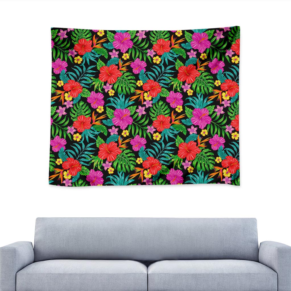 Colorful Hibiscus Flowers Pattern Print Tapestry