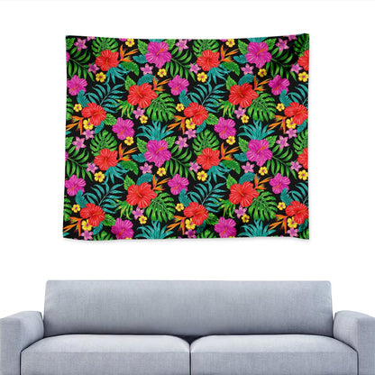 Colorful Hibiscus Flowers Pattern Print Tapestry