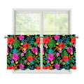 Colorful Hibiscus Flowers Pattern Print Tier Curtains