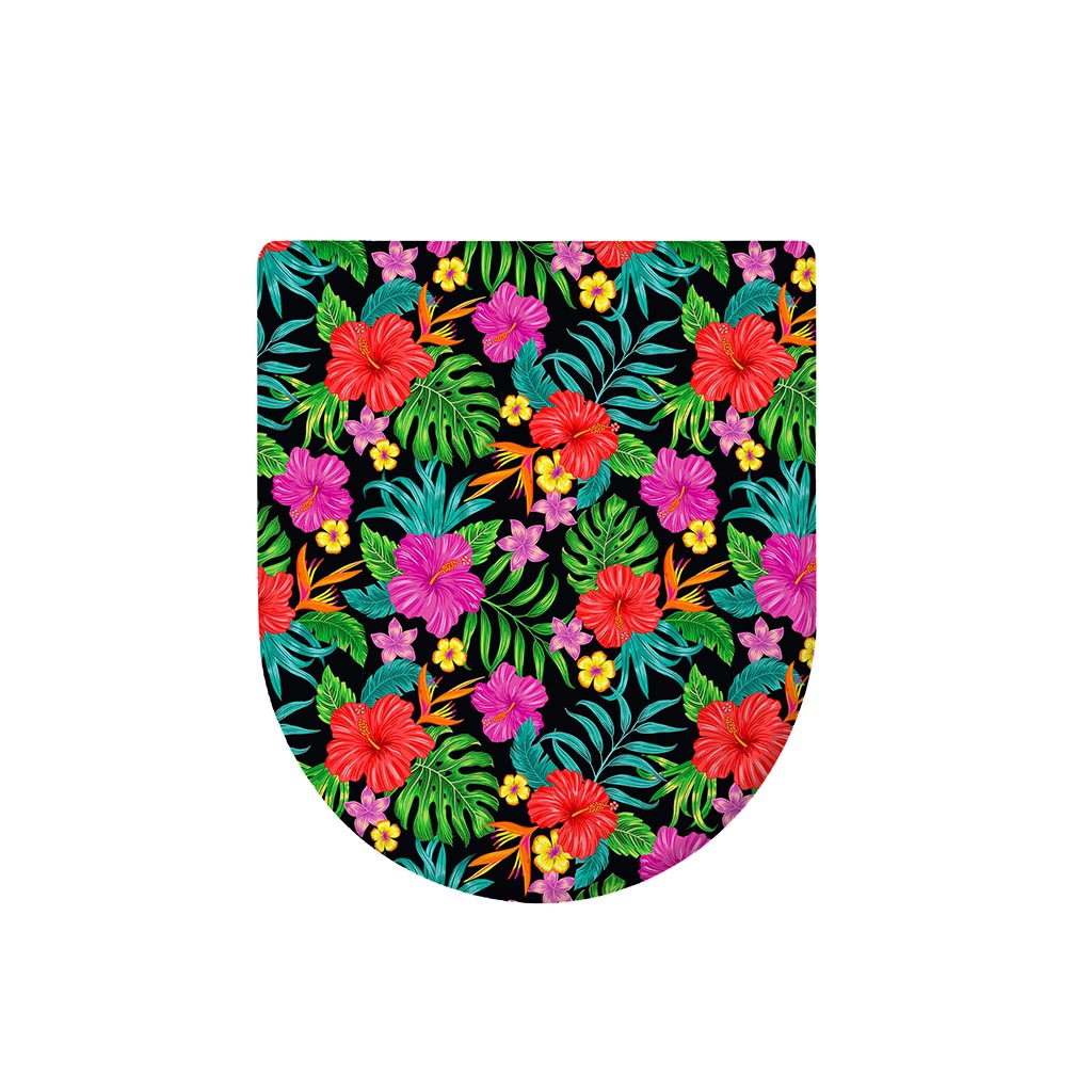 Colorful Hibiscus Flowers Pattern Print Toilet Lid Cover