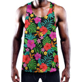 Colorful Hibiscus Flowers Pattern Print Men's Workout Tank Top