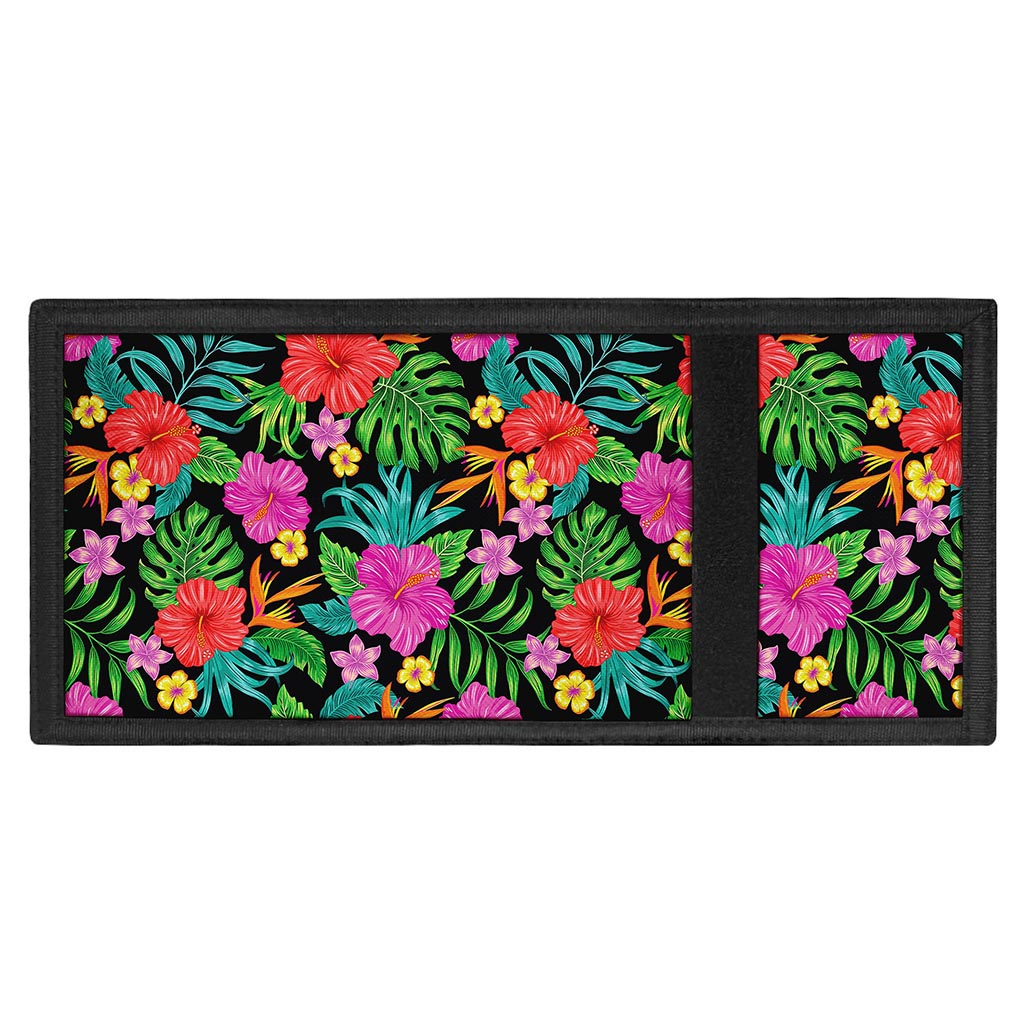 Colorful Hibiscus Flowers Pattern Print Trifold Wallet