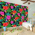 Colorful Hibiscus Flowers Pattern Print Wall Sticker