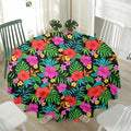 Colorful Hibiscus Flowers Pattern Print Waterproof Round Tablecloth
