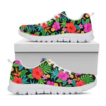 Colorful Hibiscus Flowers Pattern Print White Running Shoes