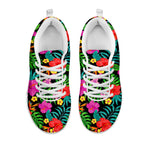 Colorful Hibiscus Flowers Pattern Print White Running Shoes