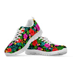 Colorful Hibiscus Flowers Pattern Print White Running Shoes