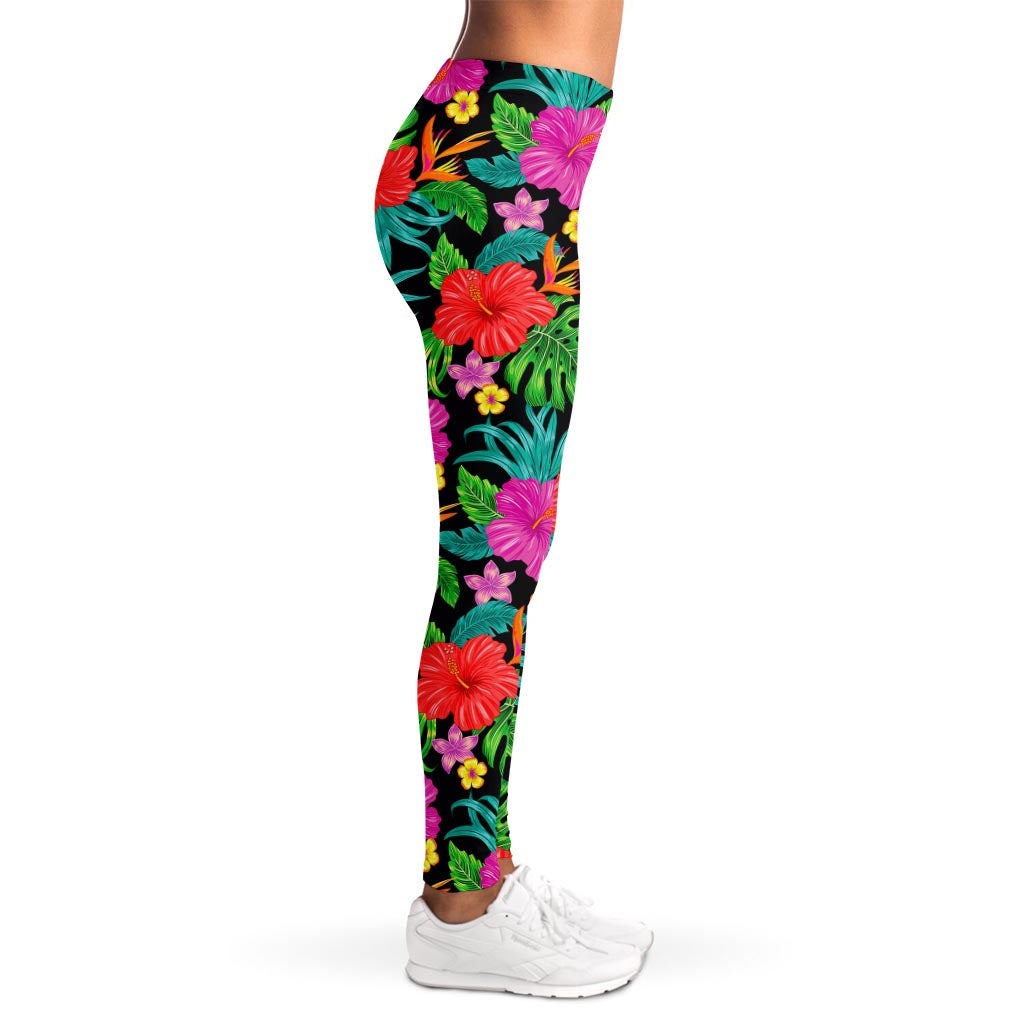 Colorful Hibiscus Flowers Pattern Print Women's Leggings