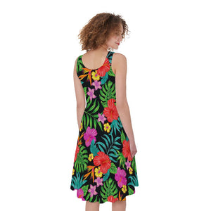 Colorful Hibiscus Flowers Pattern Print Women's Sleeveless Dress