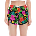Colorful Hibiscus Flowers Pattern Print Women's Split Running Shorts