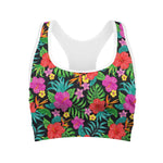 Colorful Hibiscus Flowers Pattern Print Women's Sports Bra