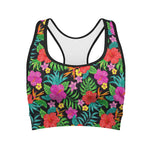 Colorful Hibiscus Flowers Pattern Print Women's Sports Bra